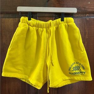 Madhappy Yellow Graphic Shorts: Local Optimist Running Association